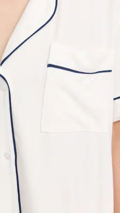 Eberjey Gisele The Short Sleeve Long Pajama et Pure /Navy | Thumbnail 6 Eberjey Gisele The Short Sleeve Long Pajama et Pure /Navy | Thumbnail 6