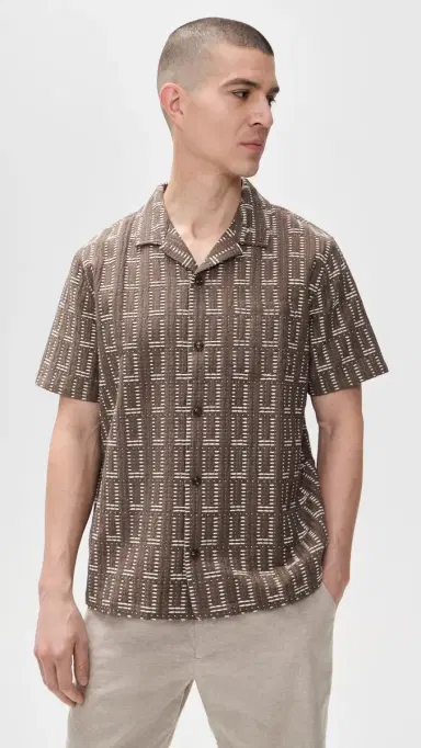 Marine Layer Dobby Resort Shirt Brown | Thumbnail 2 Marine Layer Dobby Resort Shirt Brown | Thumbnail 2