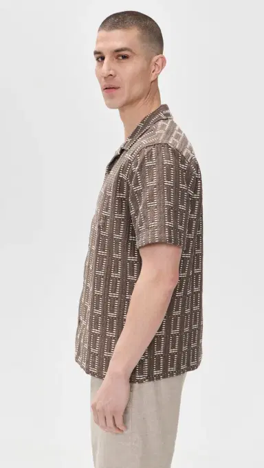 Marine Layer Dobby Resort Shirt Brown | Thumbnail 4 Marine Layer Dobby Resort Shirt Brown | Thumbnail 4