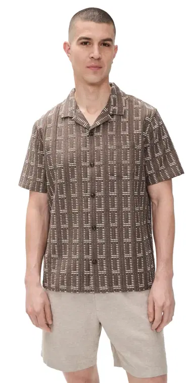 Marine Layer Dobby Resort Shirt Brown | Thumbnail 1 Marine Layer Dobby Resort Shirt Brown | Thumbnail 1