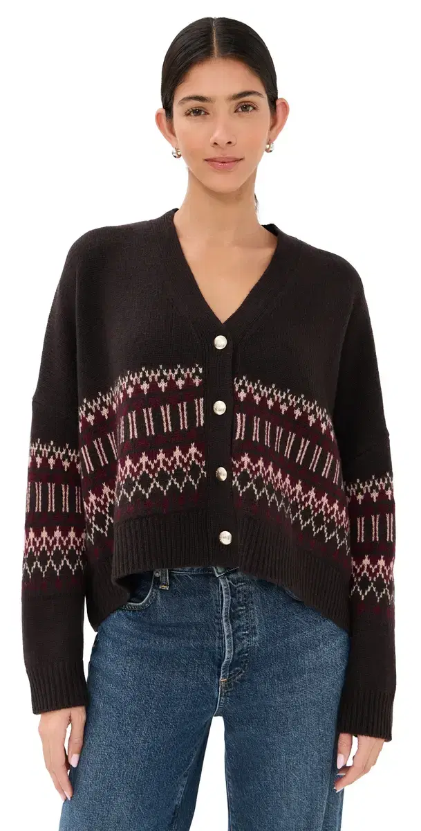 Elliot Boxy Cropped Fair Isle Cashmere Cardigan Oaktree ulti Elliot Boxy Cropped Fair Isle Cashmere Cardigan Oaktree ulti