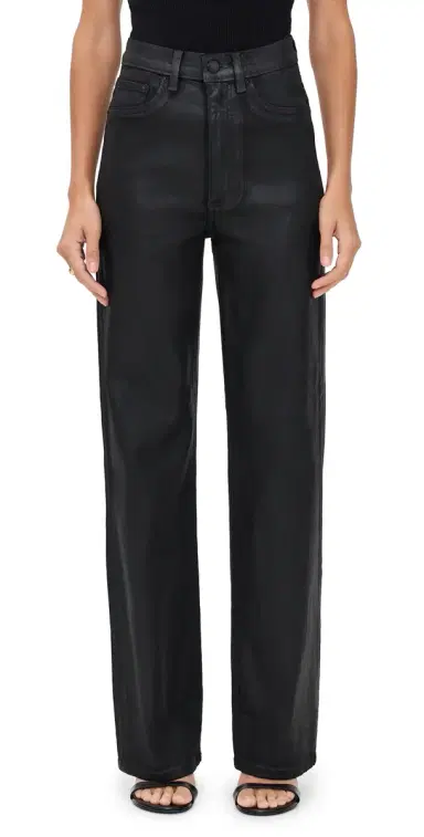 DL1961 Karmine Refined Wide Leg High Rise Coated Jeans Black Coated (Ultimate) 29 | Thumbnail 1 DL1961 Karmine Refined Wide Leg High Rise Coated Jeans Black Coated (Ultimate) 29 | Thumbnail 1