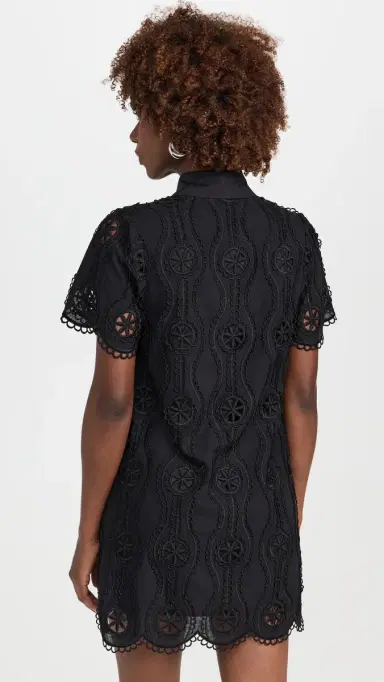 English Factory callop Embroidered Cotton Mini Shirt Dress Black | Thumbnail 3 English Factory callop Embroidered Cotton Mini Shirt Dress Black | Thumbnail 3