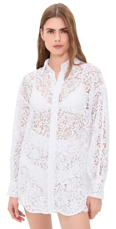 STYLEST AquaLace Quick-Dry Beach Shirt Blanc Floral Lace One Size | Thumbnail 1 STYLEST AquaLace Quick-Dry Beach Shirt Blanc Floral Lace One Size | Thumbnail 1