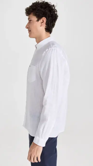 Lacoste Regular Fit Linen Casual Button Down hirt White | Thumbnail 4 Lacoste Regular Fit Linen Casual Button Down hirt White | Thumbnail 4