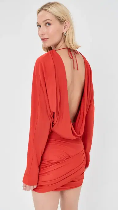 Christopher Esber Luna Draped Jersey Mini Dress Tangerine | Thumbnail 3 Christopher Esber Luna Draped Jersey Mini Dress Tangerine | Thumbnail 3