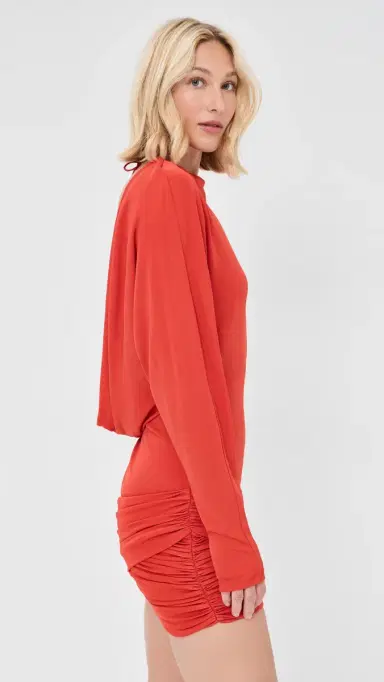Christopher Esber Luna Draped Jersey Mini Dress Tangerine | Thumbnail 4 Christopher Esber Luna Draped Jersey Mini Dress Tangerine | Thumbnail 4