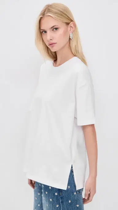 Good American Cotton Oversized Tee White001 | Thumbnail 4 Good American Cotton Oversized Tee White001 | Thumbnail 4