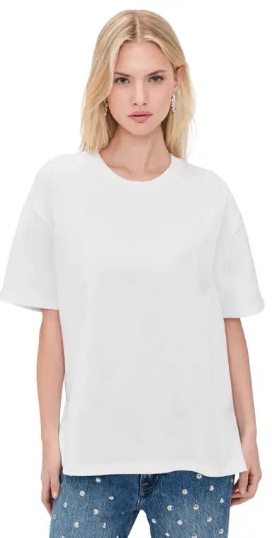 Good American Cotton Oversized Tee White001 | Thumbnail 1 Good American Cotton Oversized Tee White001 | Thumbnail 1