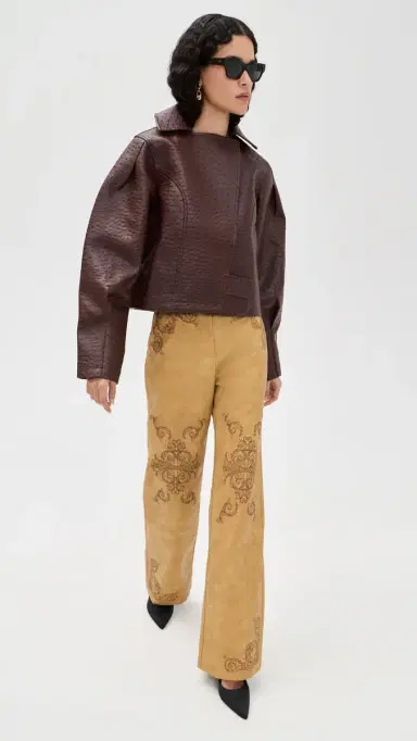 Yellow the Label Oliver Faux Ostrich Leather Jacket ahogany | Thumbnail 5 Yellow the Label Oliver Faux Ostrich Leather Jacket ahogany | Thumbnail 5