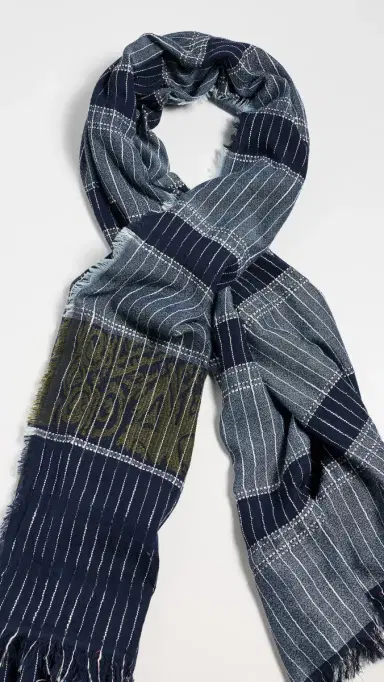 Faherty Bold Pin Stripe Oblong Scarf Total Eclipse Multi | Thumbnail 2 Faherty Bold Pin Stripe Oblong Scarf Total Eclipse Multi | Thumbnail 2