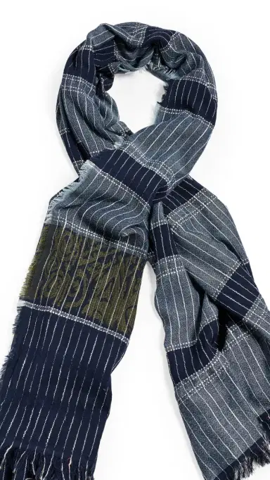 Faherty Bold Pin Stripe Oblong Scarf Total Eclipse Multi | Thumbnail 5 Faherty Bold Pin Stripe Oblong Scarf Total Eclipse Multi | Thumbnail 5