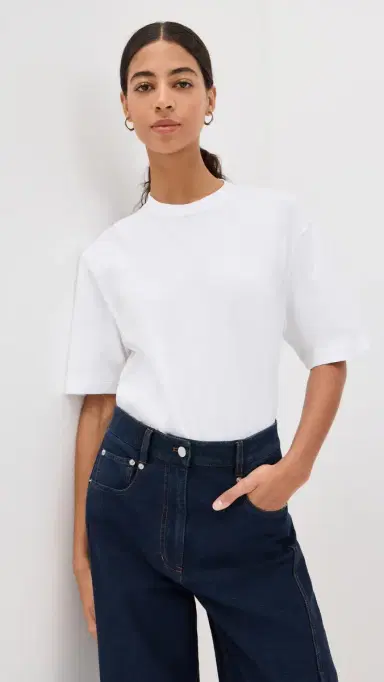 Tibi Program ock Neck T-Shirt White | Thumbnail 2 Tibi Program ock Neck T-Shirt White | Thumbnail 2