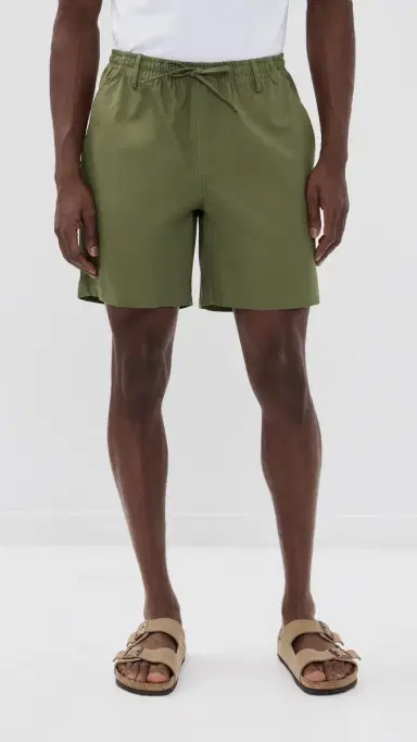 Bather Cotton Herringbone eisure Shorts 7 Olive | Thumbnail 2 Bather Cotton Herringbone eisure Shorts 7 Olive | Thumbnail 2