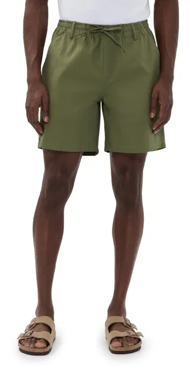 Bather Cotton Herringbone eisure Shorts 7 Olive | Thumbnail 1 Bather Cotton Herringbone eisure Shorts 7 Olive | Thumbnail 1
