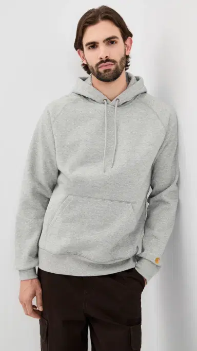 Carhartt WIP Hooded Chase Sweatshirt Grey Heather/Gold | Thumbnail 2 Carhartt WIP Hooded Chase Sweatshirt Grey Heather/Gold | Thumbnail 2