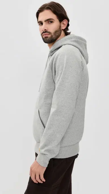 Carhartt WIP Hooded Chase Sweatshirt Grey Heather/Gold | Thumbnail 4 Carhartt WIP Hooded Chase Sweatshirt Grey Heather/Gold | Thumbnail 4