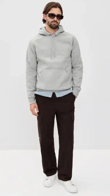 Carhartt WIP Hooded Chase Sweatshirt Grey Heather/Gold | Thumbnail 5 Carhartt WIP Hooded Chase Sweatshirt Grey Heather/Gold | Thumbnail 5