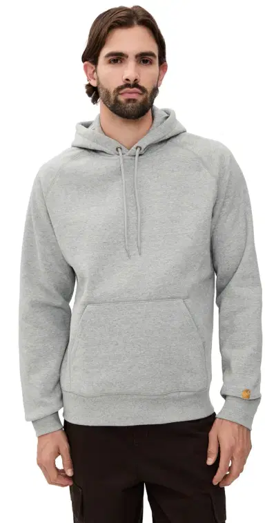 Carhartt WIP Hooded Chase Sweatshirt Grey Heather/Gold | Thumbnail 1 Carhartt WIP Hooded Chase Sweatshirt Grey Heather/Gold | Thumbnail 1