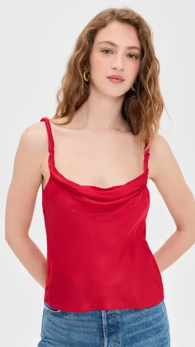 ALICE + OLIVIA Monique Twist trap Cowl Neck Tank Chili Pepper | Thumbnail 2 ALICE + OLIVIA Monique Twist trap Cowl Neck Tank Chili Pepper | Thumbnail 2