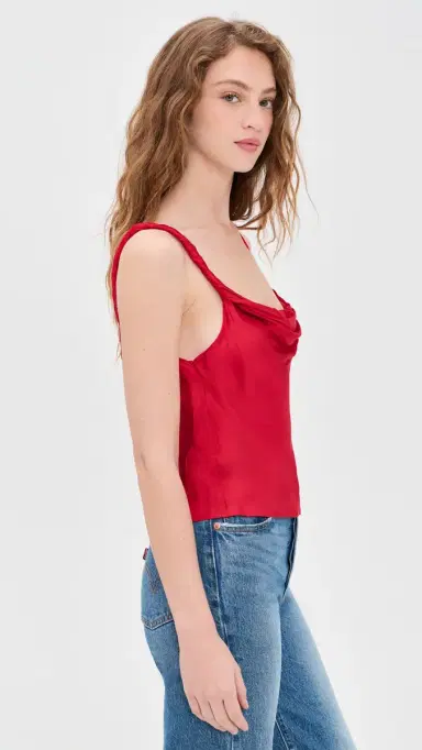 ALICE + OLIVIA Monique Twist trap Cowl Neck Tank Chili Pepper | Thumbnail 4 ALICE + OLIVIA Monique Twist trap Cowl Neck Tank Chili Pepper | Thumbnail 4