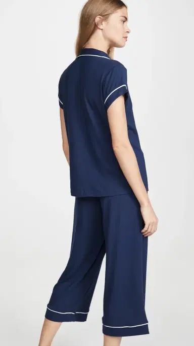 Eberjey Gisele Short Sleeve Crop Pajama et Navy/ | Thumbnail 3 Eberjey Gisele Short Sleeve Crop Pajama et Navy/ | Thumbnail 3