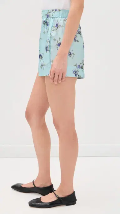 GANNI Printed Silk Twill Elasticated Shorts Iced Aqua | Thumbnail 4 GANNI Printed Silk Twill Elasticated Shorts Iced Aqua | Thumbnail 4
