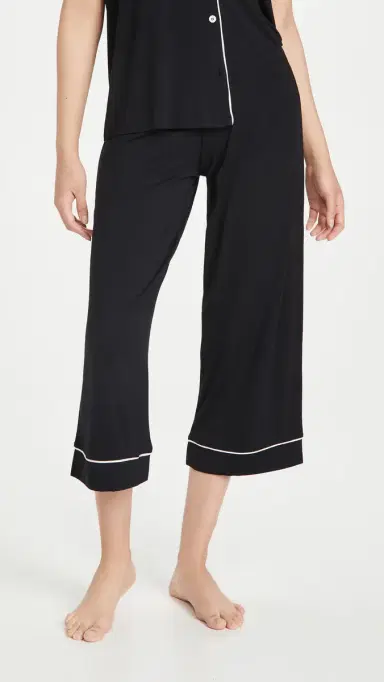 Eberjey Gisele Short Sleeve Crop Pajama et Black/orbet Pink | Thumbnail 5 Eberjey Gisele Short Sleeve Crop Pajama et Black/orbet Pink | Thumbnail 5