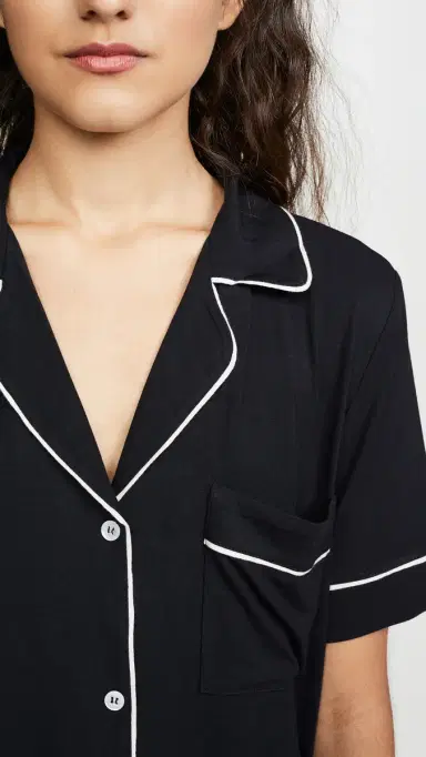 Eberjey Gisele Short Sleeve Crop Pajama et Black/orbet Pink | Thumbnail 6 Eberjey Gisele Short Sleeve Crop Pajama et Black/orbet Pink | Thumbnail 6