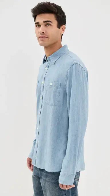 Faherty Tried and True Chambray Workshirt Vintage Indigo L | Thumbnail 4 Faherty Tried and True Chambray Workshirt Vintage Indigo L | Thumbnail 4