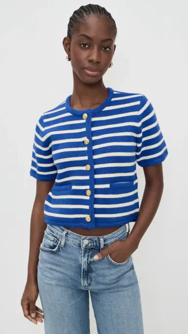 English Factory Knit triped weater Cardigan Blue/ | Thumbnail 2 English Factory Knit triped weater Cardigan Blue/ | Thumbnail 2