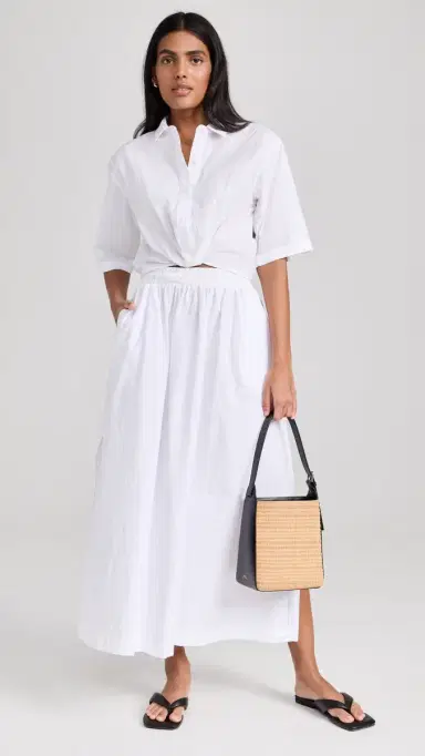 Stateside Fine Poplin Double Maxi Skirt White | Thumbnail 5 Stateside Fine Poplin Double Maxi Skirt White | Thumbnail 5
