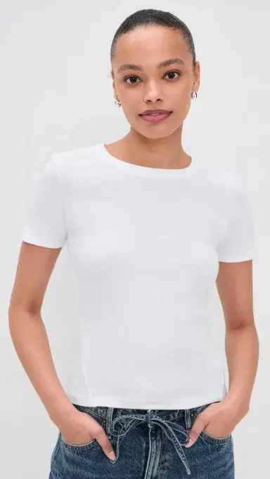 rag & bone The Essential Rib Short Sleeve Crew Tee White | Thumbnail 2 rag & bone The Essential Rib Short Sleeve Crew Tee White | Thumbnail 2