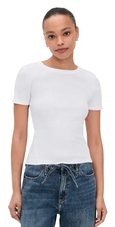 rag & bone The Essential Rib Short Sleeve Crew Tee White | Thumbnail 1 rag & bone The Essential Rib Short Sleeve Crew Tee White | Thumbnail 1