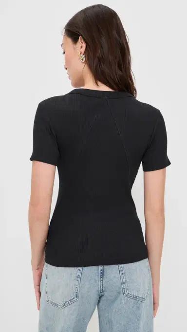 rag & bone The Essential Rib Short Sleeve Crew Tee Black | Thumbnail 3 rag & bone The Essential Rib Short Sleeve Crew Tee Black | Thumbnail 3