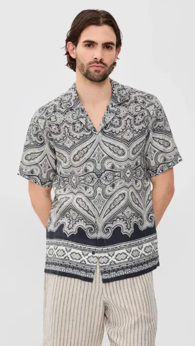 Orlebar Brown aitan Linen Carnival Shirt Night Iris | Thumbnail 2 Orlebar Brown aitan Linen Carnival Shirt Night Iris | Thumbnail 2