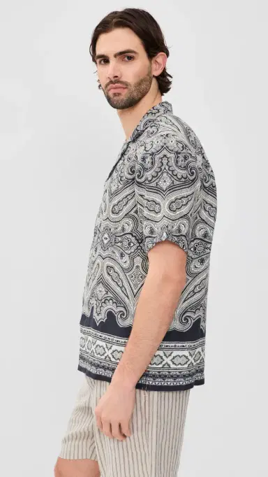 Orlebar Brown aitan Linen Carnival Shirt Night Iris | Thumbnail 4 Orlebar Brown aitan Linen Carnival Shirt Night Iris | Thumbnail 4
