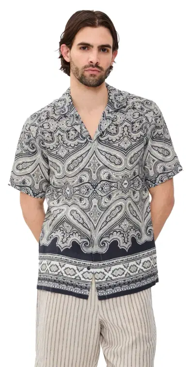 Orlebar Brown aitan Linen Carnival Shirt Night Iris | Thumbnail 1 Orlebar Brown aitan Linen Carnival Shirt Night Iris | Thumbnail 1