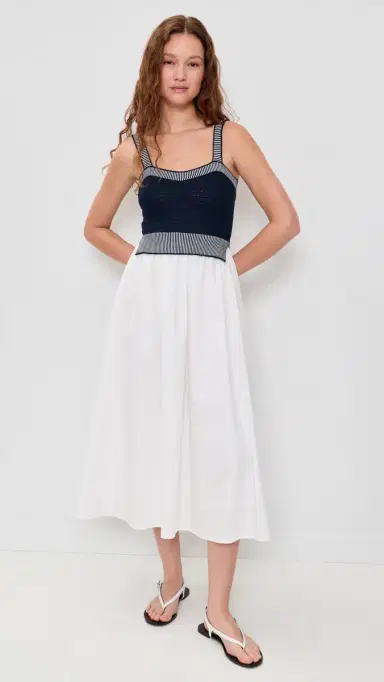 Moon River ixed edia Knit Top idi Dress Navy/Off White | Thumbnail 2 Moon River ixed edia Knit Top idi Dress Navy/Off White | Thumbnail 2