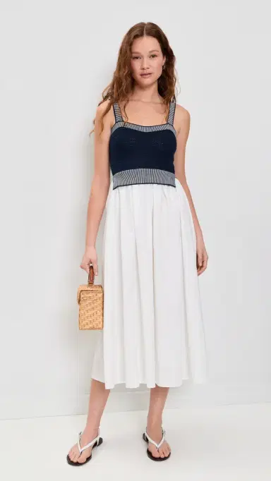 Moon River ixed edia Knit Top idi Dress Navy/Off White | Thumbnail 5 Moon River ixed edia Knit Top idi Dress Navy/Off White | Thumbnail 5