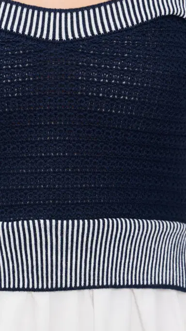 Moon River ixed edia Knit Top idi Dress Navy/Off White | Thumbnail 6 Moon River ixed edia Knit Top idi Dress Navy/Off White | Thumbnail 6