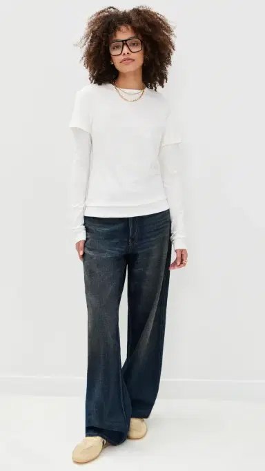 EB Denim Rory ayered ong Sleeve White | Thumbnail 5 EB Denim Rory ayered ong Sleeve White | Thumbnail 5