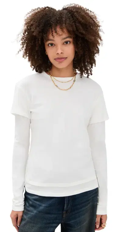 EB Denim Rory ayered ong Sleeve White | Thumbnail 1 EB Denim Rory ayered ong Sleeve White | Thumbnail 1