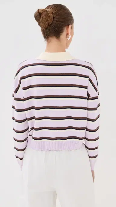 LE BOP Zadie Crop Polo Lilac tripe | Thumbnail 3 LE BOP Zadie Crop Polo Lilac tripe | Thumbnail 3