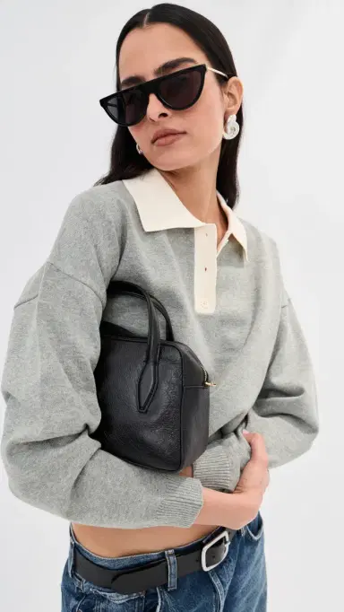 LE BOP Zadie Cropped Polo Heather Grey L | Thumbnail 2 LE BOP Zadie Cropped Polo Heather Grey L | Thumbnail 2
