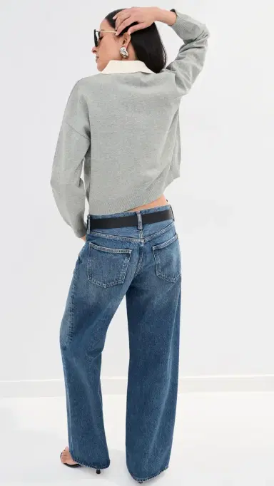 LE BOP Zadie Cropped Polo Heather Grey L | Thumbnail 4 LE BOP Zadie Cropped Polo Heather Grey L | Thumbnail 4