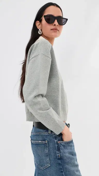 LE BOP Zadie Cropped Polo Heather Grey L | Thumbnail 5 LE BOP Zadie Cropped Polo Heather Grey L | Thumbnail 5