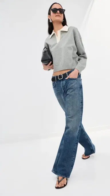 LE BOP Zadie Cropped Polo Heather Grey L | Thumbnail 6 LE BOP Zadie Cropped Polo Heather Grey L | Thumbnail 6