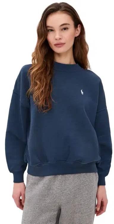 Polo Ralph Lauren Vintage Fleece Knit Long Sleeve Crew Neck Newport Navy | Thumbnail 1 Polo Ralph Lauren Vintage Fleece Knit Long Sleeve Crew Neck Newport Navy | Thumbnail 1