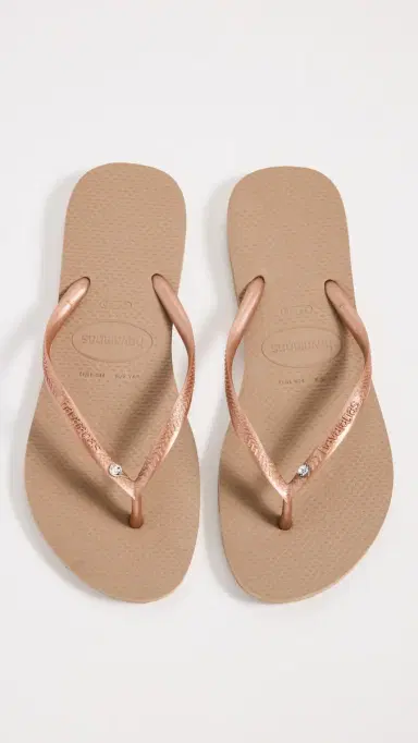 Havaianas Slim Crystal Flip Flops Rose Gold | Thumbnail 2 Havaianas Slim Crystal Flip Flops Rose Gold | Thumbnail 2